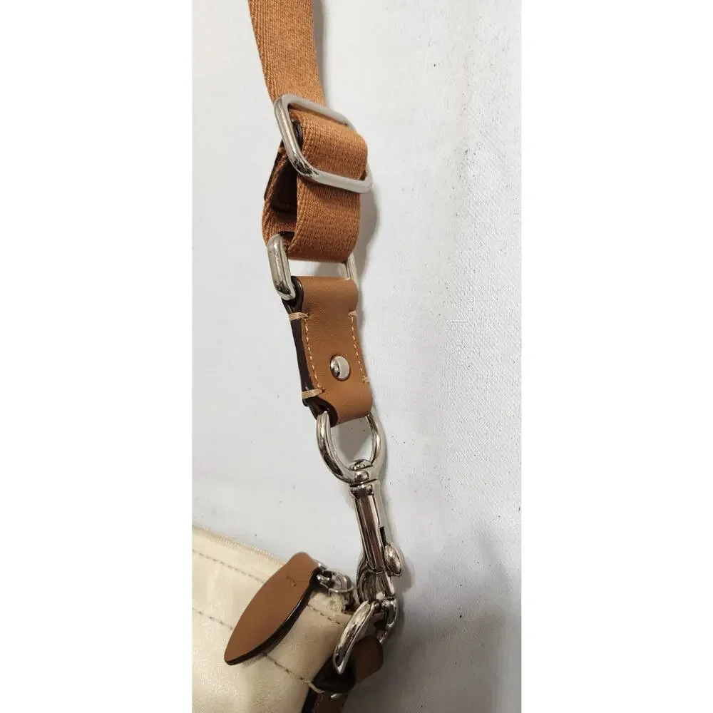 COACH‎ Ivory/Brown Leather Turn Lock Pocket Swingpack Crossbody No Hangtag